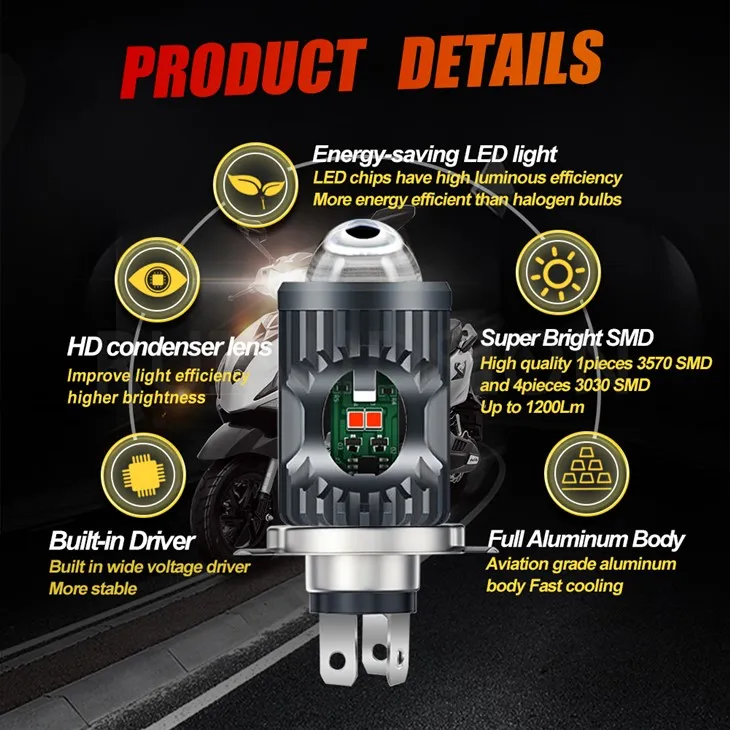 China H4 Led Motorcycle Bulb 